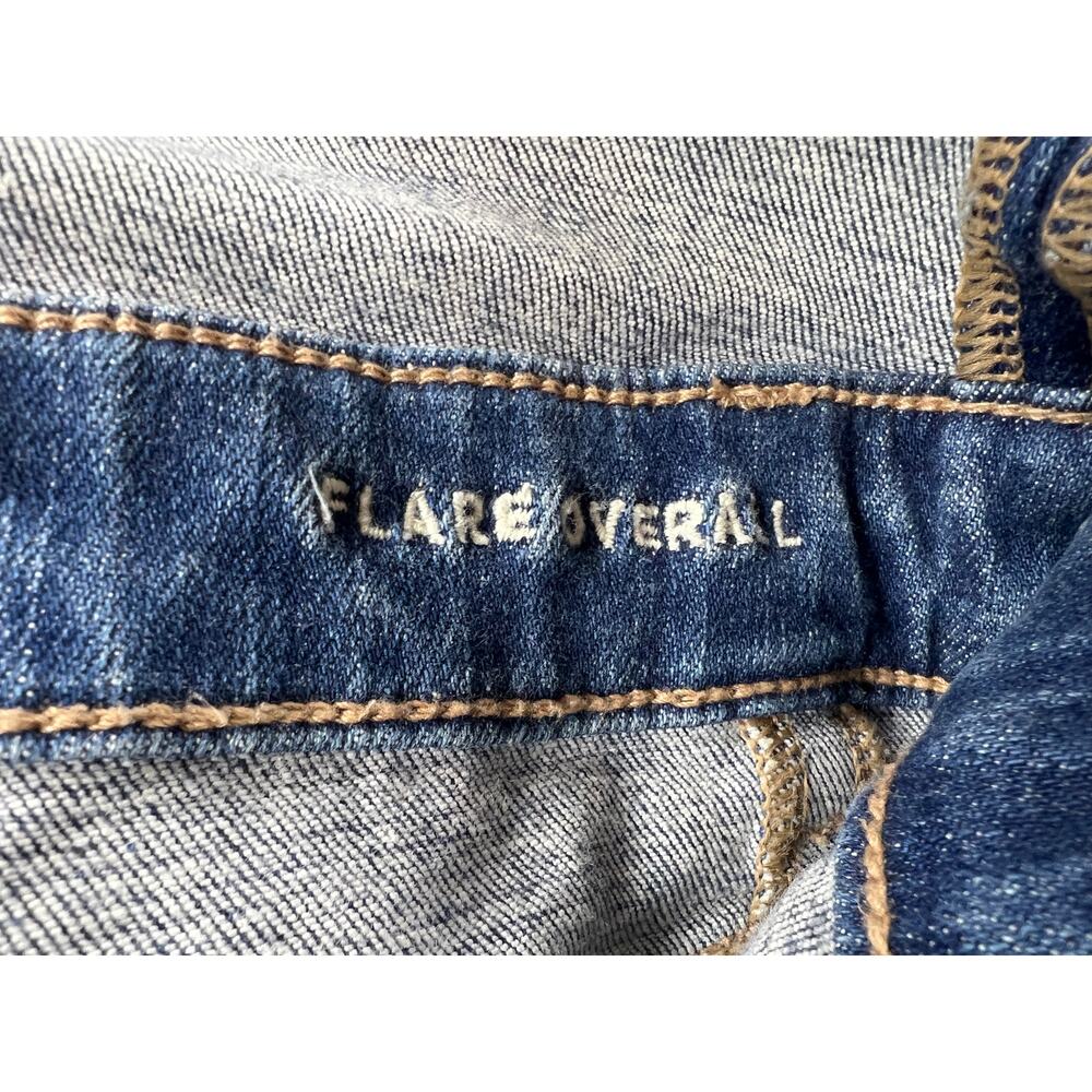 American Eagle Stretch Flare Overalls Raw Hem Adjustable Straps Size 2 Regular - Picture 12 of 14